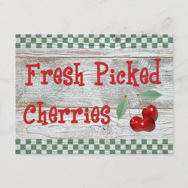 Rezept-Karte für frisch gepickte Kirschen Postkarte (Vorderseite)
