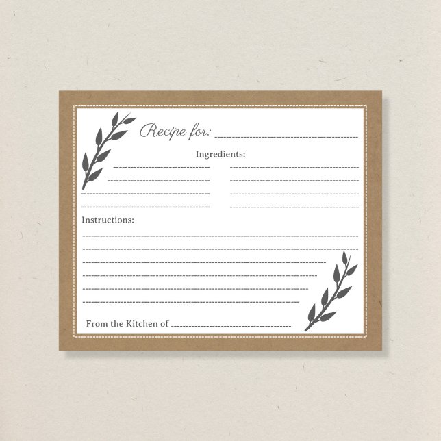 Rezept-Karte für Kraft und Rustikales Brautparty (Kraft & Rustic Bridal Shower Recipe Card)