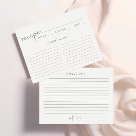 Rezept-Karte für Minimalistisches Brautparty in We Begleitkarte