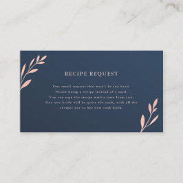 Rezept-Karte für Navy und Rosa Blätter Visitenkarte