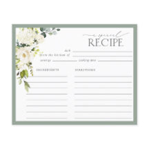 Rezept-Karte für weißes graues Brautparty