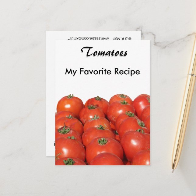 Rezept-Karte - Tomaten Postkarte (Vorderseite/Rückseite Beispiel)