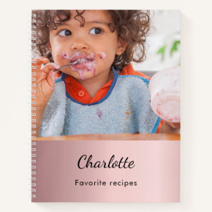 Rezept Kindermädchen Mahlzeit Foto Name rot Rosa Notizbuch