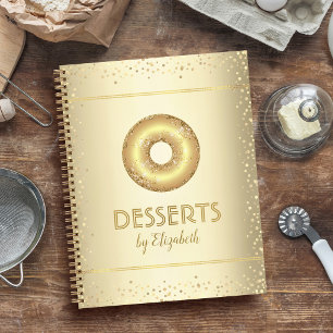 Rezept-Kochbuch Gold Glitter Donut modern chic Notizbuch