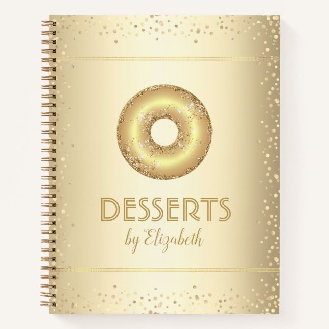 Rezept Kochbuch Gold Glitzer Donuss moderne schick Notizbuch (Vorderseite)