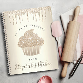 Rezept Kochbuch Kuchen Bäckerei Gold Glitzer Tropf Notizbuch
