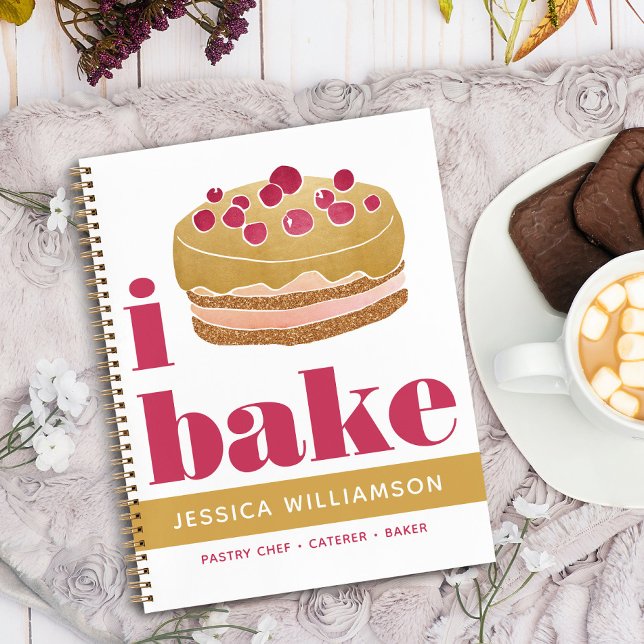 Rezept Kochbuch Kuchen Gold Burgundy Red Bake Mode Notizbuch (Von Creator hochgeladen)