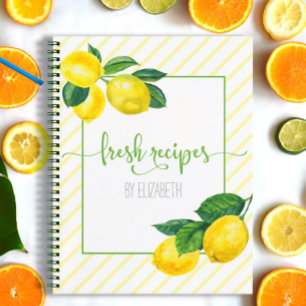Rezept-Kochbuch, Land-Limonen-Aquarell, Streifen Notizbuch