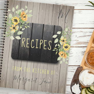 Rezept Kochbuch mit Monogramm Koch rustikale Küche Notizbuch