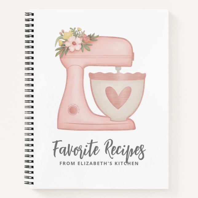 Rezept Kochbuch Pink Cake Mixer Bäckerei Notizbuch (Vorderseite)