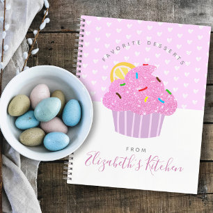 Rezept Kochbuch Pink cupcake Herzen modern süß Notizbuch