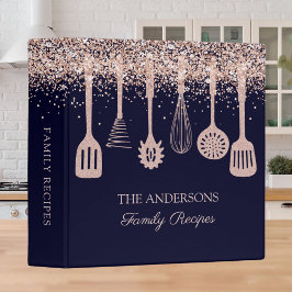 Rezept Kochbuch Rose Gold Glitzer Küche Geschirr 3,8 Cm Ordner