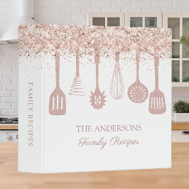 Rezept Kochbuch Rose Gold Glitzer Küche Geschirr 3,8 Cm Ordner