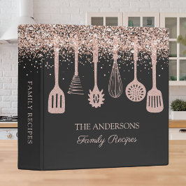 Rezept Kochbuch Rose Gold Glitzer Küche Geschirr 3,8 Cm Ordner