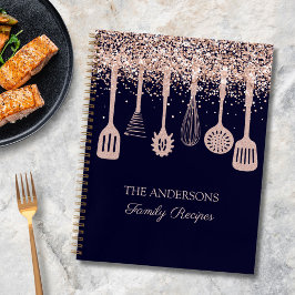 Rezept Kochbuch Rose Gold Glitzer Küche Geschirr Notizbuch