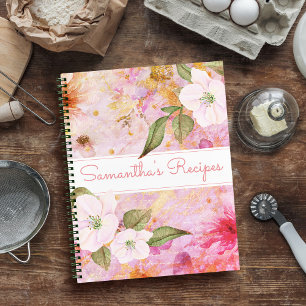 Rezept Kochbuch, Vintag rosa, florale Aquarellfarb Notizbuch