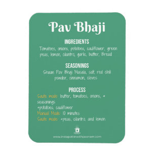 Rezept-Magnet PAV Bhaji für sofortigen Topf Magnet