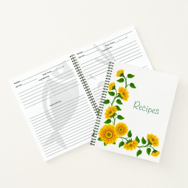 Rezept Notebook-Sonnenblumen Notizbuch (Innenseite)