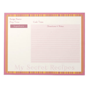 Rezept Notepad in Warm rosa und gelber Streifen Notizblock
