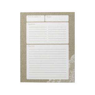 Rezept Page Burlap und Lace Notizblock