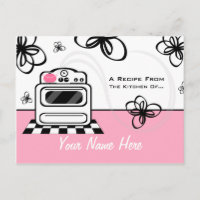 Rezept Postkarte - Retro Stove Moderne rosa Küche