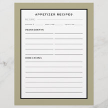 Rezept-Seite | Appetithappen | Schwarz-weiße Stell