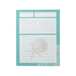Rezept Seite Aqua Sand Dollar und Spitze Notizblock