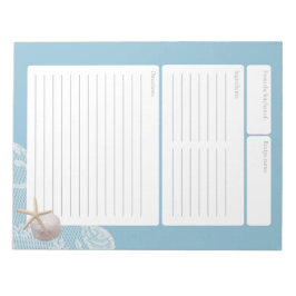Rezept Seite Blue Sand Dollar und Spitze Notizblock