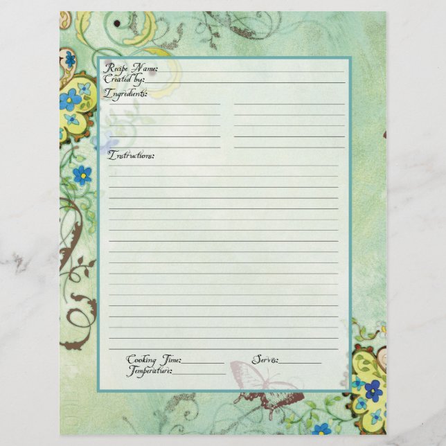 Rezept Seite Familienbesitz Kochbuch Rezept Binder (Vorderseite)