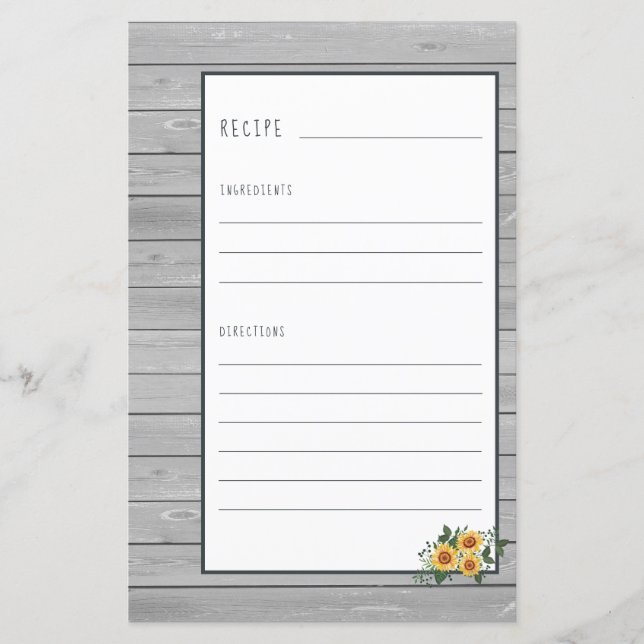 Rezept-Seite für Mini-Binder-Organisatoren von Koc (Vorderseite)