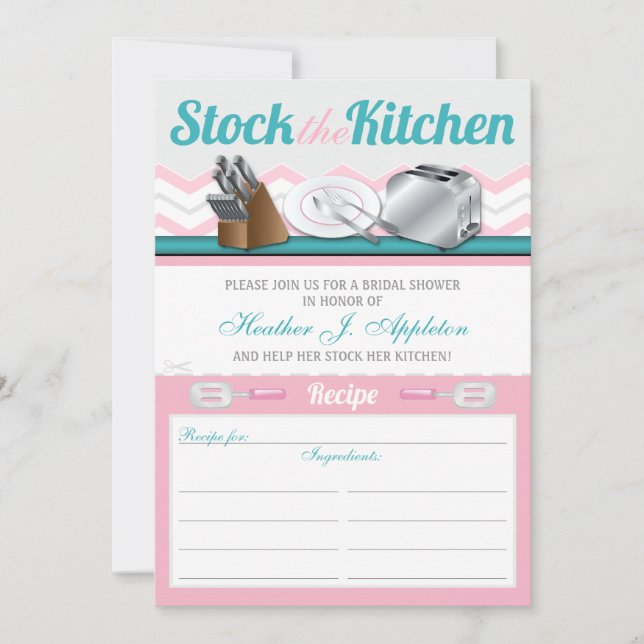 Rezept Stock die Küche Bridal Dusche Einladungen (Vorderseite)