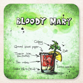 Rezept von Bloody Mary Rechteckiger Pappuntersetzer