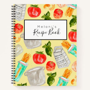 Rezeptbuch für gelbe Aquarellbilder Notizbuch