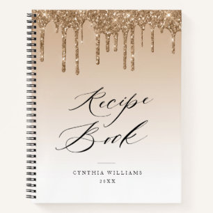 Rezeptbuch mit goldenen Glittertropfen Notizbuch