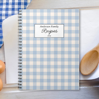 Rezeptbuch mit Pastellblauem Gingham-Muster Notizblock