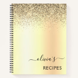 Rezepte Cookbook Gold Glitzer Monogram Notizbuch