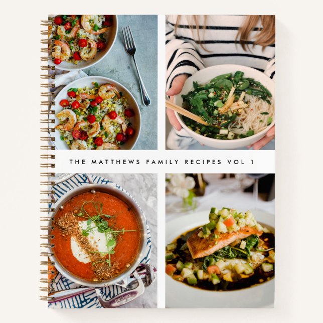 Rezepte-Foto Minimalistisch sauber, einfach weiß Notizbuch (Vorderseite)