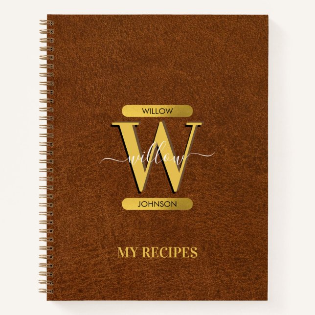 Rezepte für antike Imitate Leder- und Monogramm-Re Notizbuch (Vorderseite)