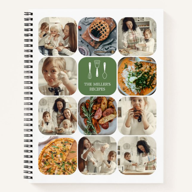 Rezepte für die Fotocollage-Reihe an grünen Rundec Notizbuch (Vorderseite)
