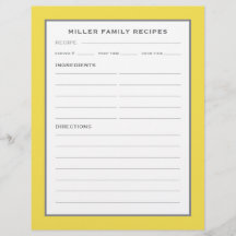 Rezepte für Familiennamen | Einfach modernes Gelb 
