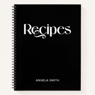 Rezepte für Schwarz-Weiß-Typografie Notizbuch