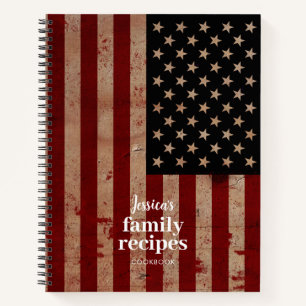 Rezepte für traditionelle amerikanische Flaggenfam Notizbuch