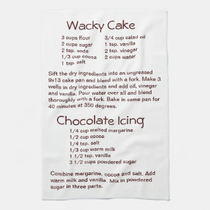 Rezepte für "Wacky Cake" und "Schokolade" Geschirrtuch