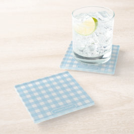Rezepte | Gingham-Muster Hellblau und Weiß Glasuntersetzer