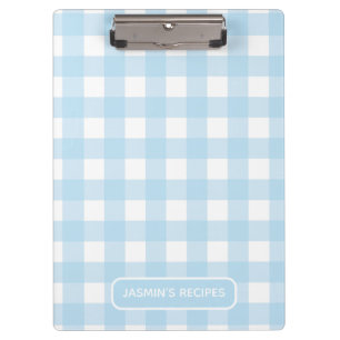 Rezepte Gingham-Muster Hellblau und Weiß Klemmbrett