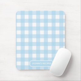 Rezepte | Gingham-Muster Hellblau und Weiß Mousepad