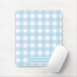 Rezepte Gingham-Muster Hellblau und Weiß Mousepad