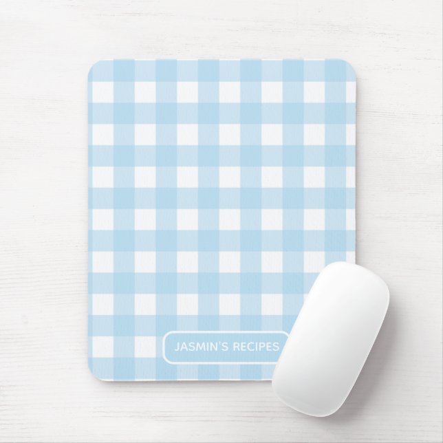 Rezepte | Gingham-Muster Hellblau und Weiß Mousepad (Mit Mouse)
