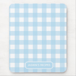 Rezepte | Gingham-Muster Hellblau und Weiß Mousepad