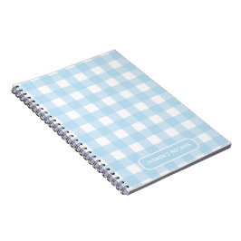 Rezepte | Gingham-Muster Hellblau und Weiß Notizblock